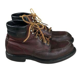 Vintage Red Wing Reddish Brown Leather Super Sole‎ Lace Up Work Boots Sz 8 D USA